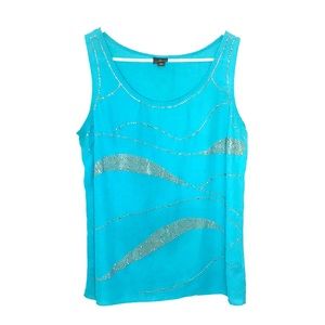 MED teal studded tank sleeveless work blouse